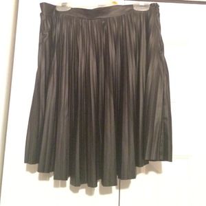 💗Black Leather Pleated Skirt💗