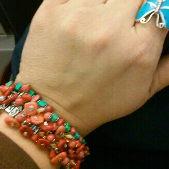 Orange dangle stretch bracelet *fits large wrist - Picture 3 of 3