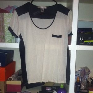 Colorblocked Creme and black top.