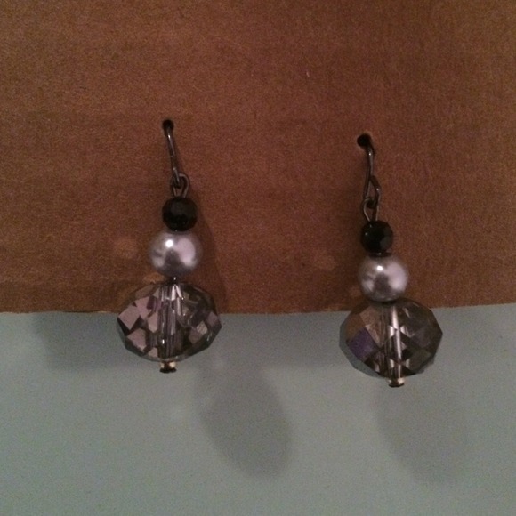Silver and Black Dangling Earrings