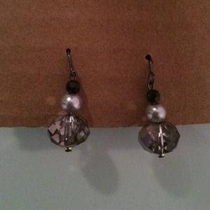 Silver and Black Dangling Earrings