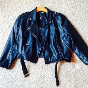 Faux leather biker jacket