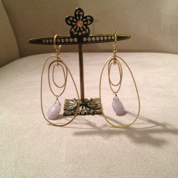 Goldtone multi hoop earrings with accent stone