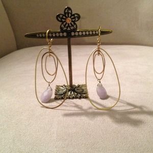 Goldtone multi hoop earrings with accent stone