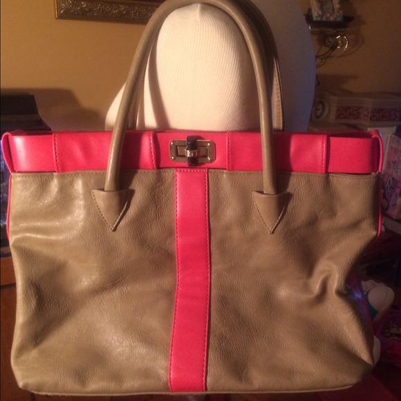 Just Fab Bag, pink and dark tan