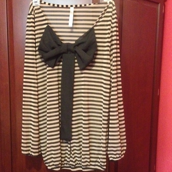 Tan and black sheer top