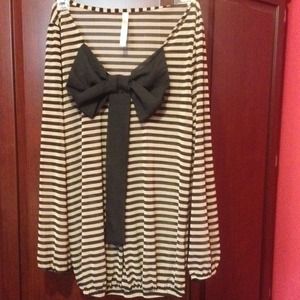 Tan and black sheer top