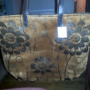 Brown and gold n black tote