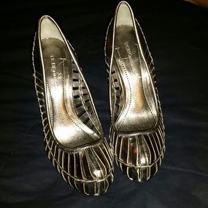 BCBG Silver High Heels Worn 1x