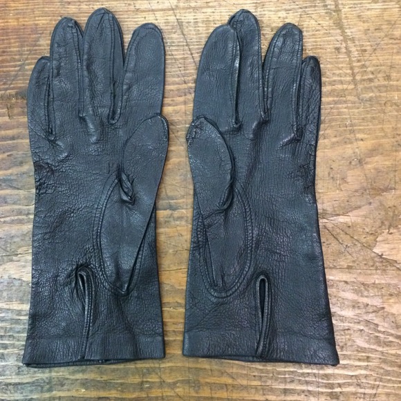 Leather vintage black gloves size 7 - Picture 2 of 2