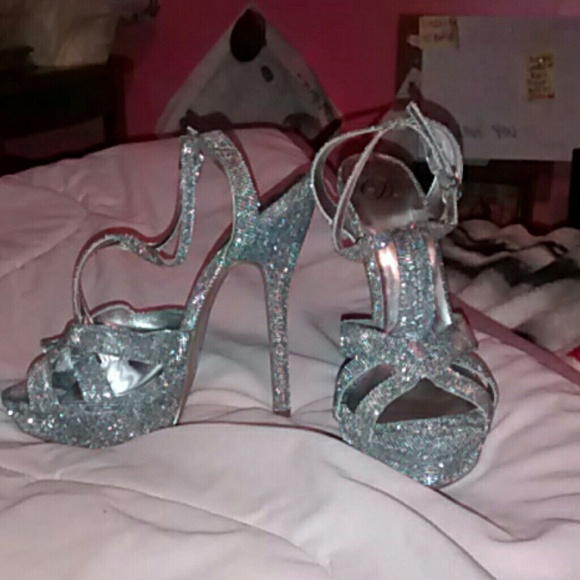 Silver strapped heels