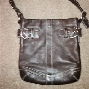 Authentic Coach chocolate brown leather bag