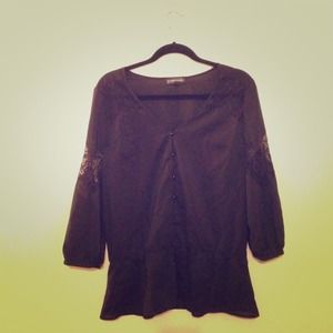 Black button up with sexy lace cut outs