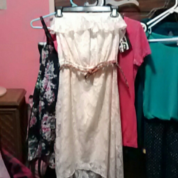 Strapless high low lace dress