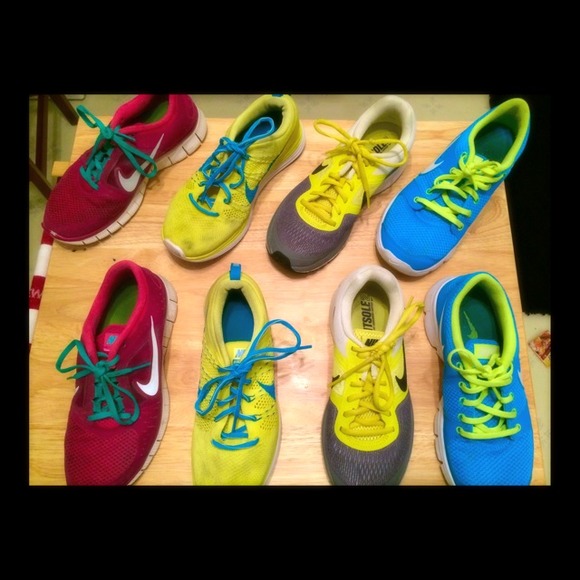 blue and pink pair on the ends!