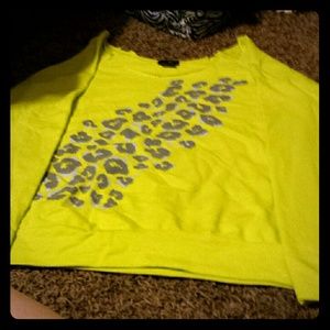 Lime Green with cheetah patch sweater!