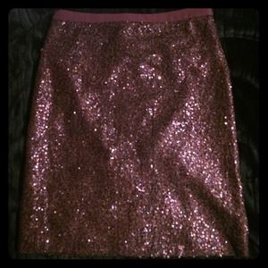 Sequined j crew skirt-maroon