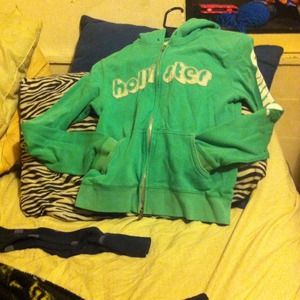 Green Hollister zipper up sweatshirt