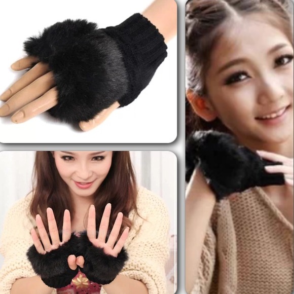 BUNDLE fingerless fur gloves+sweater tunic+case