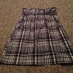 Strapless Navy blue plaid dress