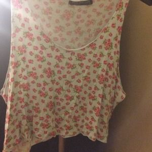 Blue And Pink Floral Crop Tank