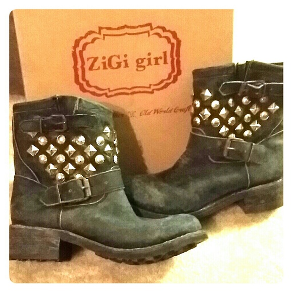 CRESSIDA | ZiGigirl - 100% Leather Studded Boot.