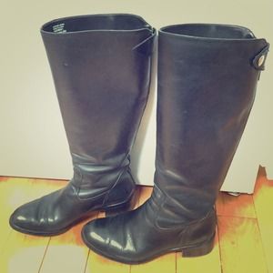 Franco Sarto Tall Black Leather Riding Boots