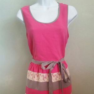 Modcloth dress pink, grey, and cream