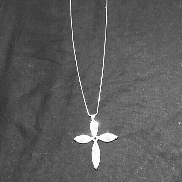 Sterling silver and crystal cross necklace.