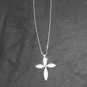 Sterling silver and crystal cross necklace.