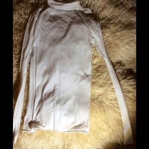 White thin sheer turtle neck long sleeve