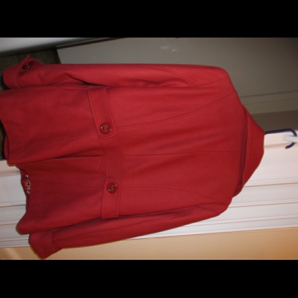 Red Tulle XL peacoat. Comes with extra button.