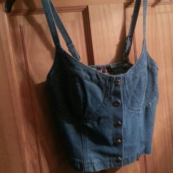 Traded Fun Denim snap up crop top - Picture 2 of 2