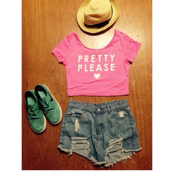 H&M Crop Top , HW shorts || Hat
