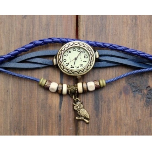 Genuine leather owl watch bracelet - Picture 3 of 4