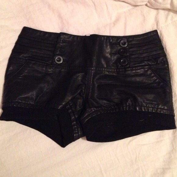 Black Faux Leather Shorts