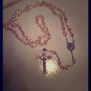 Sterling Silver Pink Crystal Rosary