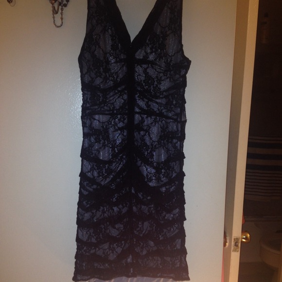 Express black lace (blueish under) dress - Picture 2 of 3