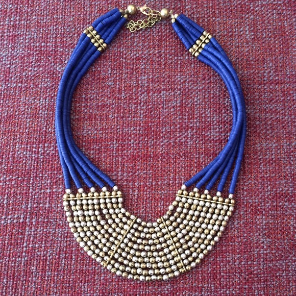 Royal blue and metallic beats necklace