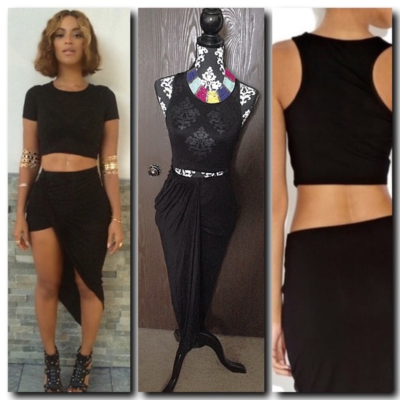 black 2 piece skirt set