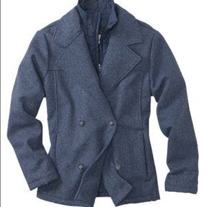 NWOT Woolrich Navy Heather Woolrich Pea Coat