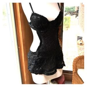 Victoria's Secret black sequin bustier apron