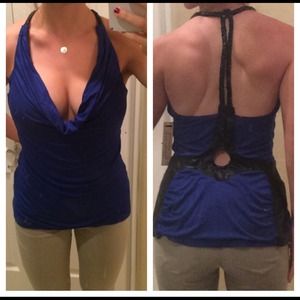 NWT Blue/Leather Top