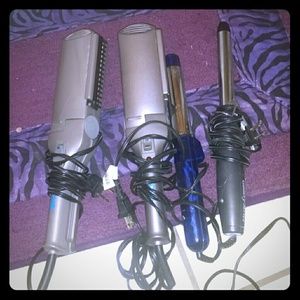 2 flat irons and 2 curling irons