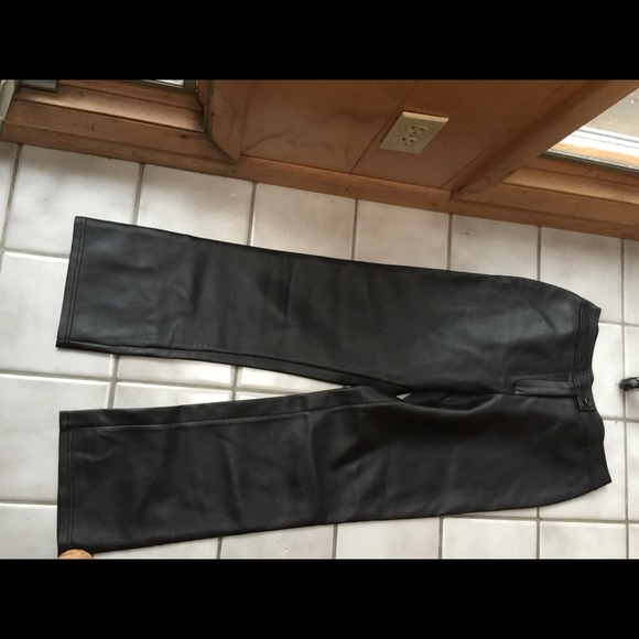 Black faux leather pants