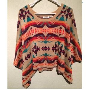 Aztec Poncho Sweater