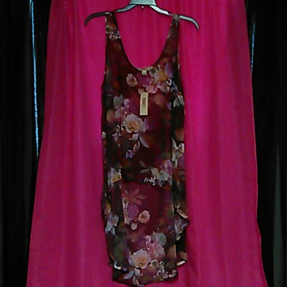 Floral high low top/ semi sheer