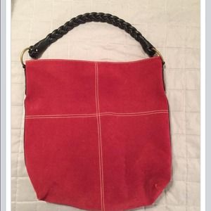 Red suede purse