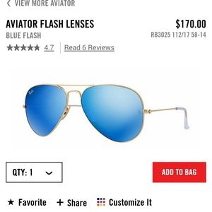 **Sold**Blue Mirrored Authentic Raybans