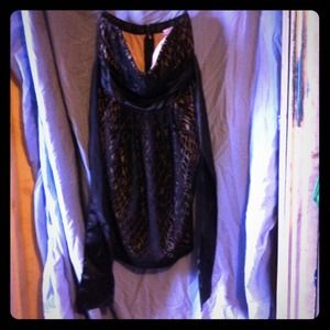 Beige and black laced tube top dress